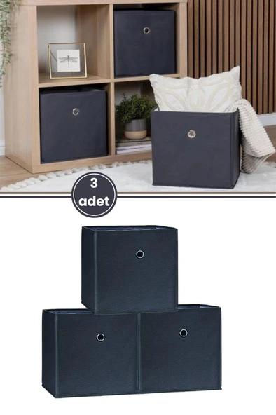 3'lü Çamaşır Oyuncak Raf Düzenleyici Set, Kapaksız Dolap İçi Saklama Kutusu (30x30x30cm) 3 Adet ürün görseli 1