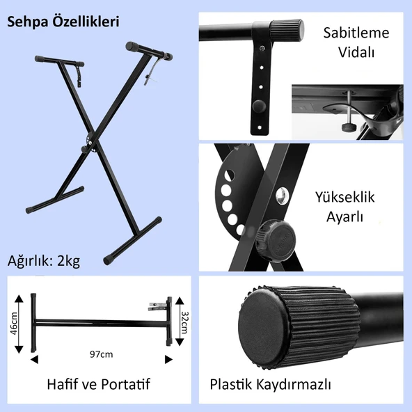 Jwin JTK-3500 61 Tuş Hassasiyetli 5 Oktav Org Seti - Siyah - 3