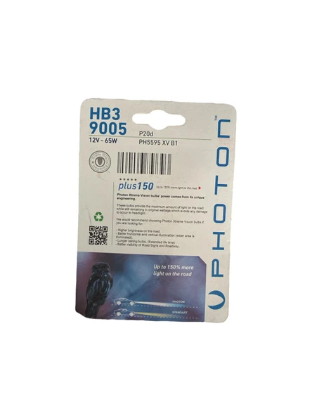 PHOTON HB3 9005 12V65W XTREME VİSİON AMPUL - 2
