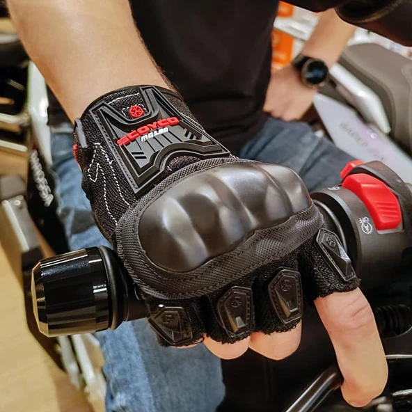 Scoyco Mc12-D Korumalı Kısa Motosiklet Eldiveni Siyah - 4