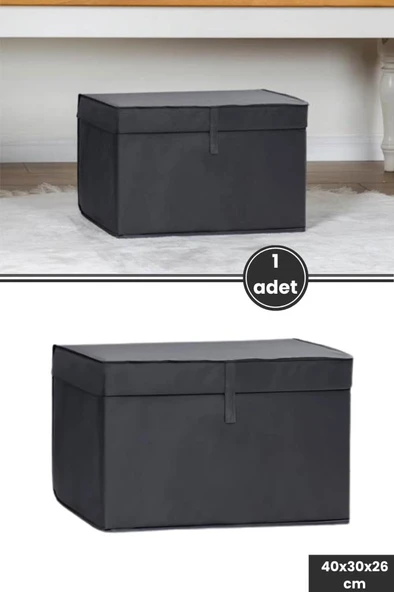 Kazak Kutu Hurç, Çorap Havlu Çamaşır Kıyafet Düzenleyici Mukavva Destekli (40x30) 1 Adet Antrasit