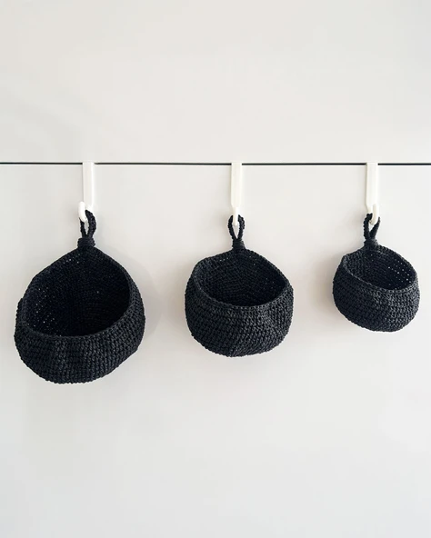 3 adet Bohem El Dokuma Asılı Sepet Seti, Küçük Eşyaları Asmak İçin, Sanatsal Tasarım, Raf Sepetleri - 8