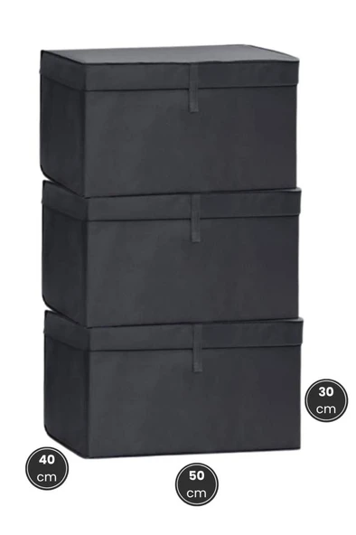 Maxi Kutu Hurç, Çarşaf Nevresim Yastık Kıyafet Düzenleyici Mukava Destekli (50x40cm) 3 Adet Antrasit - Resim 2