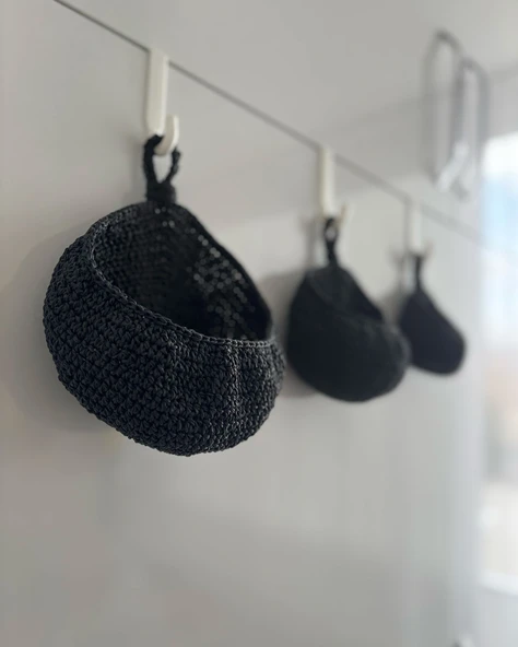 3 adet Bohem El Dokuma Asılı Sepet Seti, Küçük Eşyaları Asmak İçin, Sanatsal Tasarım, Raf Sepetleri