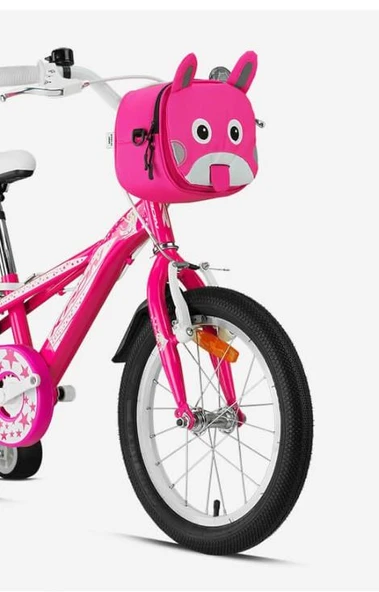 Bisiklet Gidon Çantası  Hydra Pembe-Beyaz (Omuz Askılı) Çocuk Bisikleti Direksiyon Çantası - Resim 5