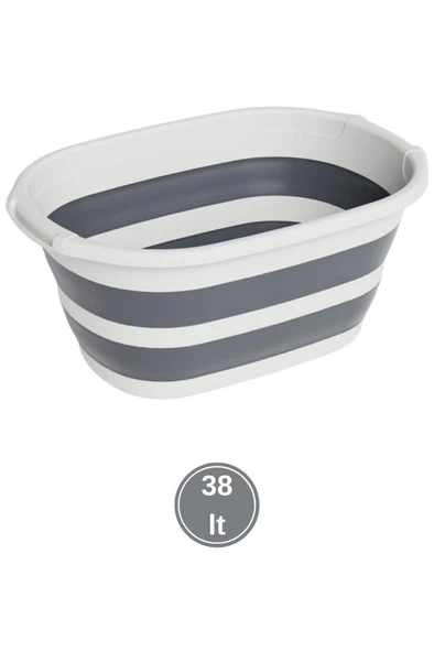 38 litre Büyük Katlanır Sepet, Geniş Hacimli Akordiyon Çamaşır Selesi Oyuncak Kutusu Organizer 38lt - Resim 2