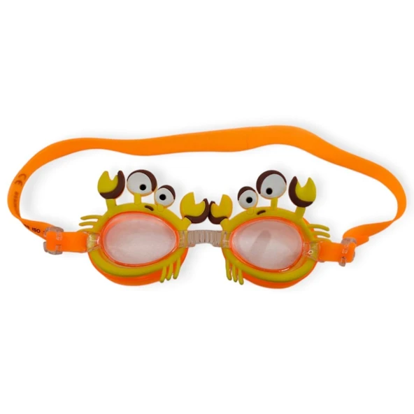 Çocuk Yüzücü Gözlüğü Silikon Taşıma Çantalı Turuncu Yengeç - 9014 ürün görseli