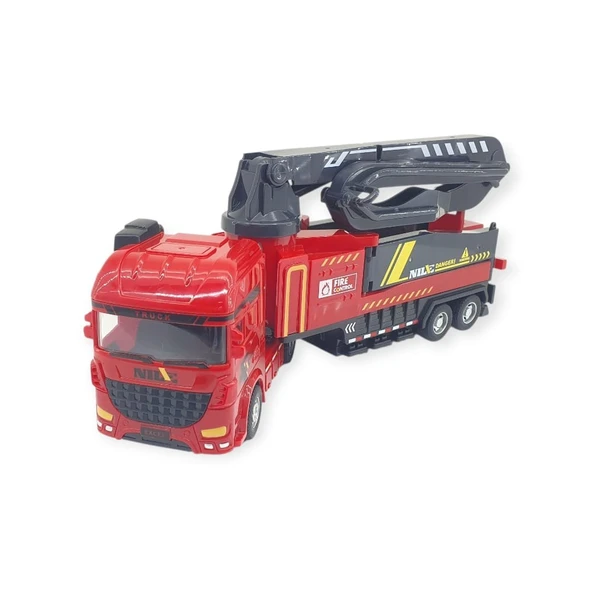 Metal İtfaiye Arabası - Söndürme Vinçli 26cm - 706-43 - 2