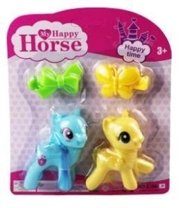 L-34-10 - PONY 2 Lİ FİGÜR SET TOKALI KARTELA MAVİ