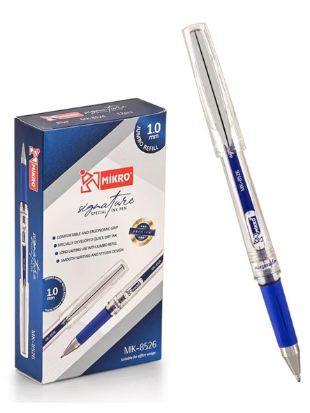 MİKRO MK-8526 GEL PEN İMZA KALEMİ MAVİ 0.1 MM UÇ 12'li Paket - 5