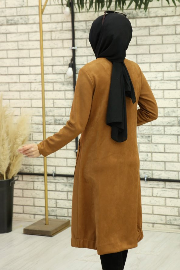 Süet Fermuarlı Kap - Taba - 2