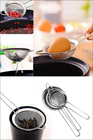 Mithra Life Paslanmaz Çelik 3 Boy Çay Süzgeç Seti MIT1207 - Resim 3