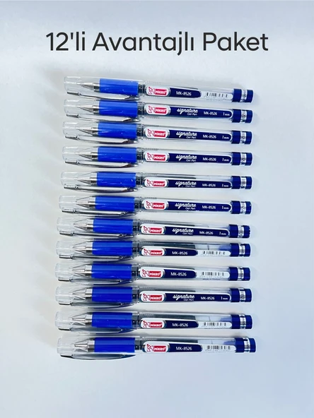 MİKRO MK-8526 GEL PEN İMZA KALEMİ MAVİ 0.1 MM UÇ 12'li Paket