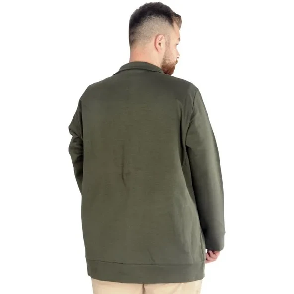 Buyuk Beden Erkek Hırka Fermuarlı Stell Dik Yaka 20571 Haki - 4