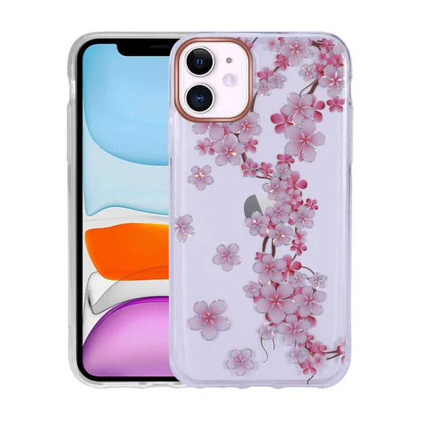 iPhone 11 Kılıf Desenli Simli Sert İnka Kılıf - Resim 2