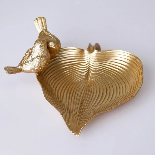 Selim Dekor Kuşlu Tabak Altın - Resim 2