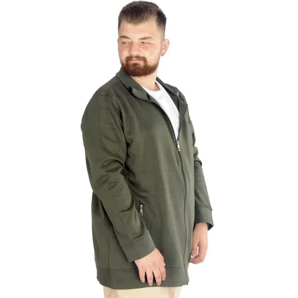 Buyuk Beden Erkek Hırka Fermuarlı Stell Dik Yaka 20571 Haki - 3