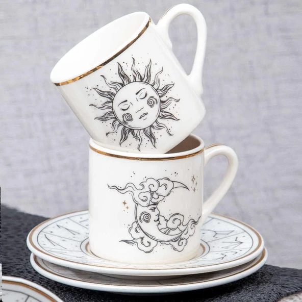 Porsima TE-044 Destiny Altın Yaldızlı 12 Parça 6 Kişilik Türk Kahvesi Fincan Takımı - Resim 2