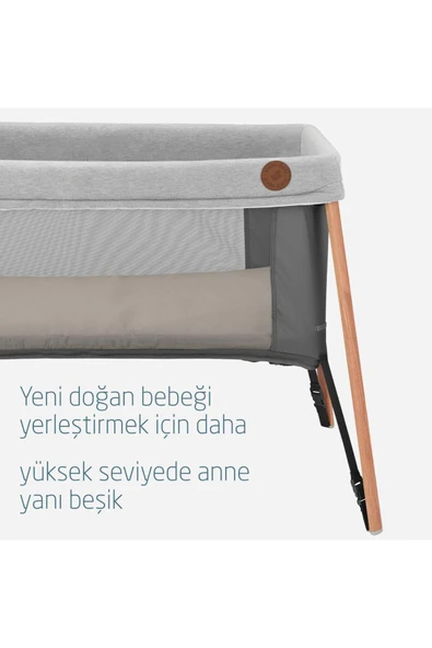 MAXİ-COSİ Maxi Cosi Iris 2 'si Bir Arada Anne Yanı Beşik ve Taşınabilir Çift Katlı Park Yatak Beyond Graphite - Resim 7