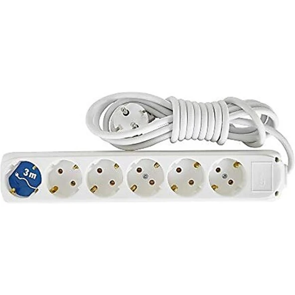 Almera 6'lı 3 mt Topraklı Priz ürün görseli 1