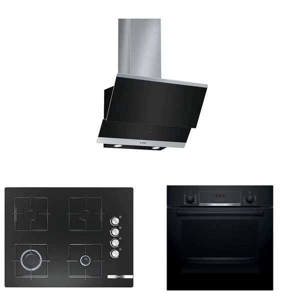 Bosch 3lü (DWK065G60T-POP7C6O12O-HIF534EB0T)siyah Ankastre Set - 1