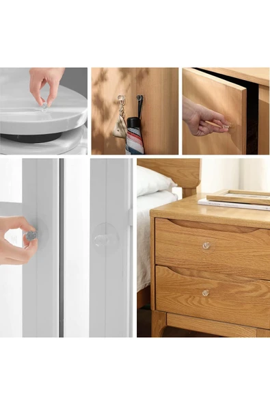 Mithra Life 6 Adet Şeffaf Kristal Görünümlü Dolap Çekmece Kolu Tutma Kulbu Zemin Kancası MIT1222 - 8