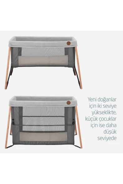MAXİ-COSİ Maxi Cosi Iris 2 'si Bir Arada Anne Yanı Beşik ve Taşınabilir Çift Katlı Park Yatak Beyond Graphite - Resim 4