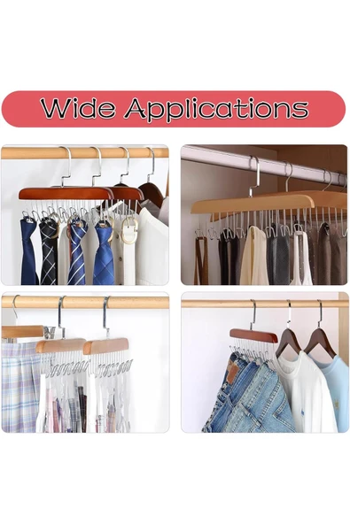 Mithra Life 8 Kancalı Kahverengi Ahşap Elbise Eşarp Kravat Kemer Çanta Askısı MIT1219 - Resim 7