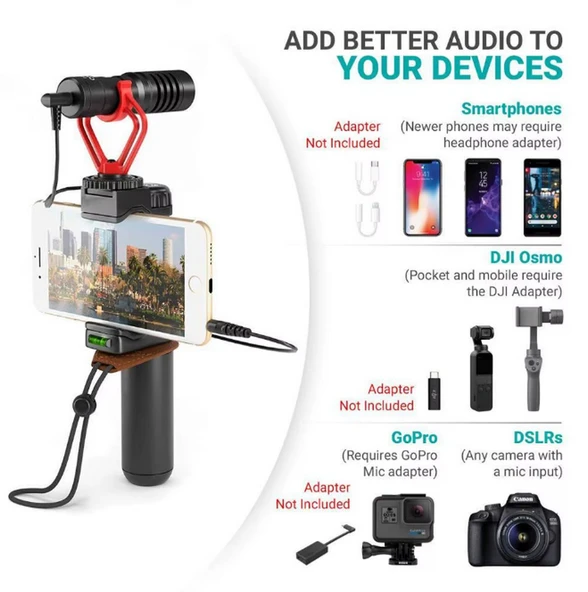 MM1 Profesyonel Süngerli Kardiyot Condenser Mikrofon, PRO VideoMic, iPhone ve Android ile Uyumlu Pro Mikrofon, Kamera, Bilgisayar, Telefon, Tablet uyumludur, - 5