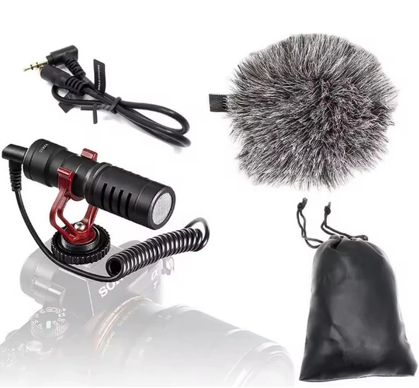 MM1 Profesyonel Süngerli Kardiyot Condenser Mikrofon, PRO VideoMic, iPhone ve Android ile Uyumlu Pro Mikrofon, Kamera, Bilgisayar, Telefon, Tablet uyumludur,
