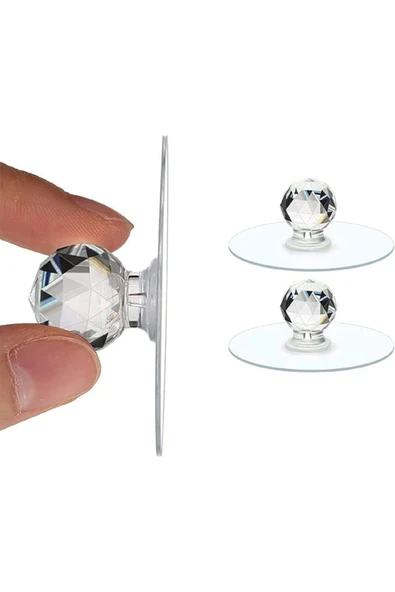 Mithra Life 6 Adet Şeffaf Kristal Görünümlü Dolap Çekmece Kolu Tutma Kulbu Zemin Kancası MIT1222