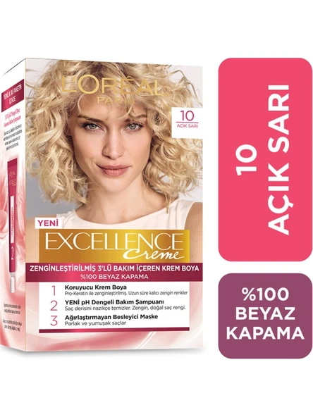 L'Oréal Paris Excellence Creme Saç Boyası 10 Açık Sarı ürün görseli 1