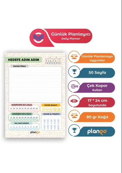 Plango Sınav Planlayıcı Model 1 - Çek Kopar Sınav Planlama Defteri - TYT - AYT - LGS - KPSS - DGS Sınav Planlama - Resim 2