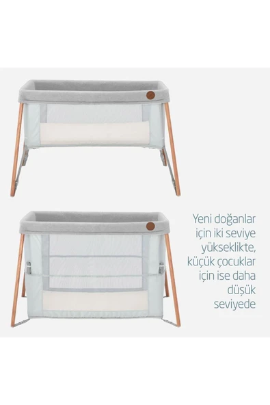 MAXİ-COSİ Iris 2 'si Bir Arada Anne Yanı Beşik ve Taşınabilir Çift Katlı Park Yatak Beyond Grey Eco - Resim 3