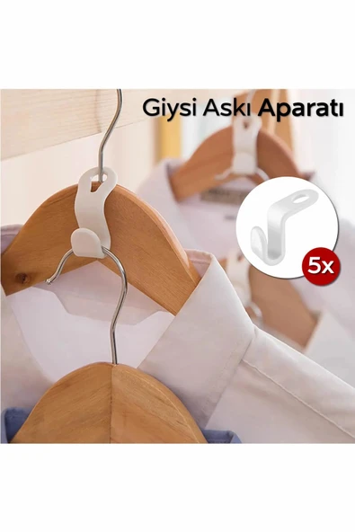 Mithra Life 5 Adet Elbise Askısı Bağlantı Kancası Aparatı Düzenleyici Organizer MIT1221 ürün görseli