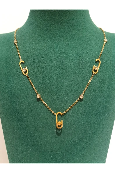 Monalisa Home Gold Renk Lüks Figürlü Gösterişli Harf Kolye ürün görseli 1