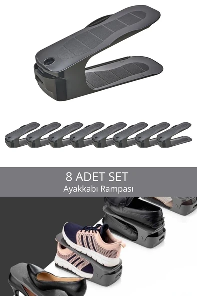 Mithra Life 8 Adet Ayarlanabilir Ayakkabı Rampası Düzenleyici Dolap İçi Organizer MIT1227 ürün görseli