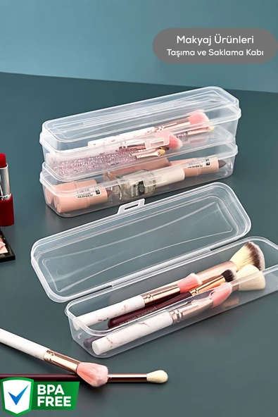 Mithra Life 3 Adet Diş Fırçası Aksesuar Makyaj Seyahat Şeffaf Plastik Saklama Kutusu MIT1238 - 5
