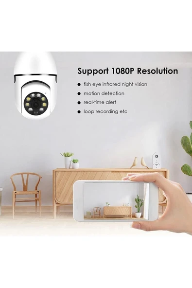 360° Full Hd 1080p Ampül Smart Ip Kamera - 6