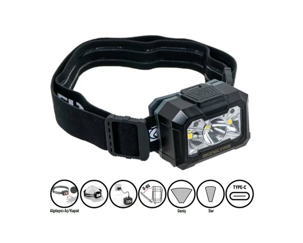 İZELTAŞ LED Kafa Feneri 400 LM Hareket Sensörlü