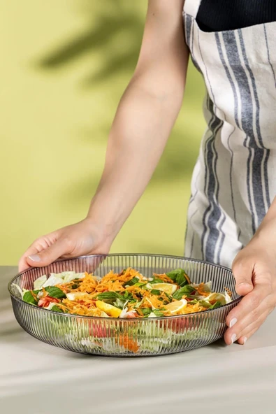 Mithra Life Füme Esnek Kırılmaz Plastik Meyve Sebze Salata Sunum Geniş Çanak Kasesi MIT1225 - Resim 4