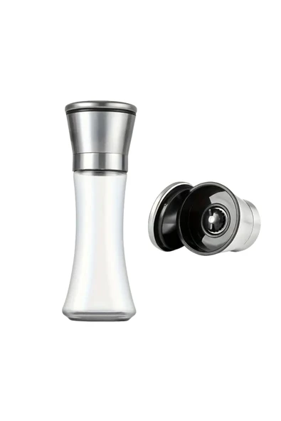 Mithra Life 2 li Büyük Boy Metal Krom Kapaklı Cam Tuz Karabiber Değirmeni Tuzluk Biberlik MIT1245 - Resim 7