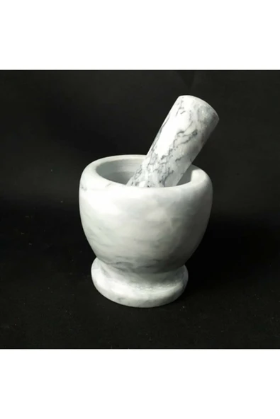 Mithra Life Lüks Doğal Desenli Ayaklı Beyaz Mermer Oyma Havan ve Tokmak MIT1247 - Resim 5