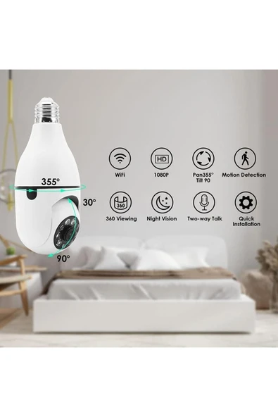 360° Full Hd 1080p Ampül Smart Ip Kamera - 5