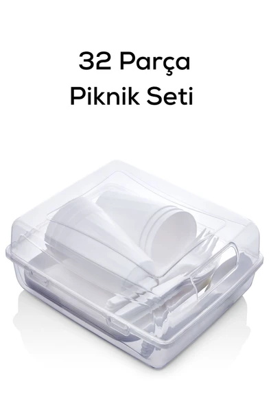 Mithra Life 6 Kişilik Çantalı Beyaz Çatal Bıçak Kaşık ve Tabak Piknik Seti MIT1232 - Resim 3