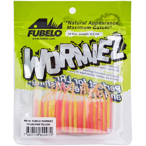 Fubelo Wormiez 5.2cm 18 Adet Lrf Silikonu  Pink Yellow ürün görseli 1