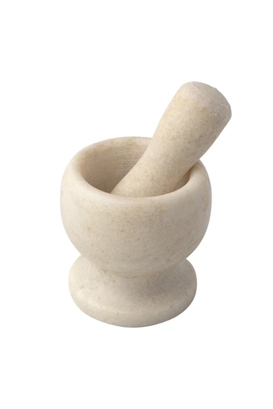 Mithra Life Lüks Doğal Desenli Ayaklı Beyaz Mermer Oyma Havan ve Tokmak MIT1247 ürün görseli