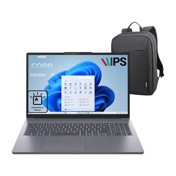 Ideapad Slim 3 16IRH10 P10 Intel Core I7 13620H 32GB 1tb SSD Freedos 16" Fhd Taşınabilir Bilgisayar 83K2001VTR Lenovo Çanta Hediye