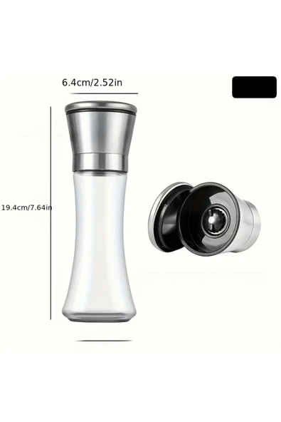 Mithra Life 2 li Büyük Boy Metal Krom Kapaklı Cam Tuz Karabiber Değirmeni Tuzluk Biberlik MIT1245 - Resim 2