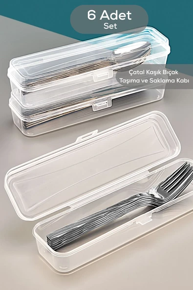 Mithra Life 6 Adet Şeffaf Çeyizlik Çatal Kaşık Düzenleyici Taşıma Seti Piknik Saklama Kutusu MIT1239 - Resim 4